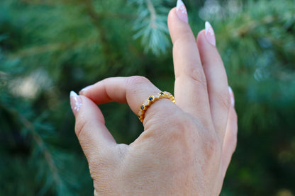 birthstone hexagon ring