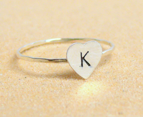 heart letter ring