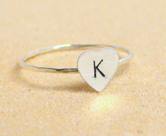 heart letter ring