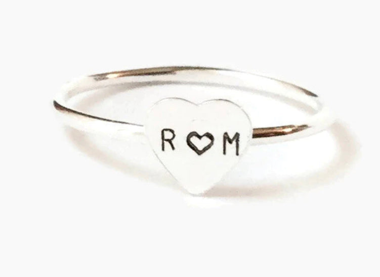two initials heart ring