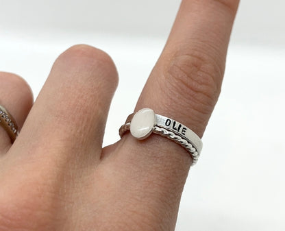 sliver oval rope ring