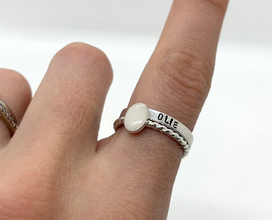 sliver oval rope ring